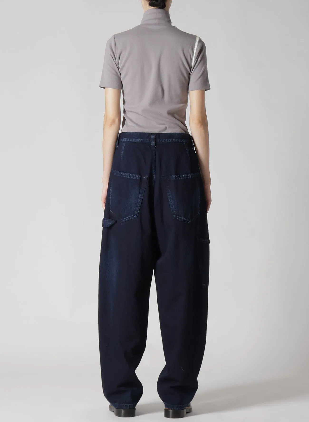 10OZ DENIM SINGLE-PLEATED WIDE LEG PANTS