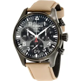 Alpina Men's AL-372BGMLY4FBS6 Startimer Chronograph Beige Leather Watch