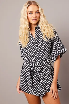 Black Geo Oversized Playsuit