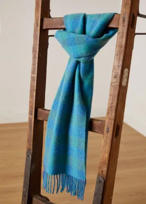 Foxford Blue & Green Check Lambswool Scarf