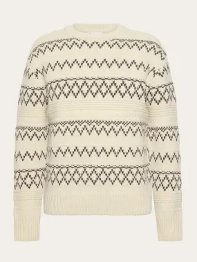 Knitted pattern crew neck - RWS - Beige stripe