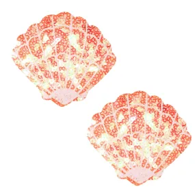 Moana Coral Sparkle Sequin Mesh Mermaid Shell Nipple Cover Pasties