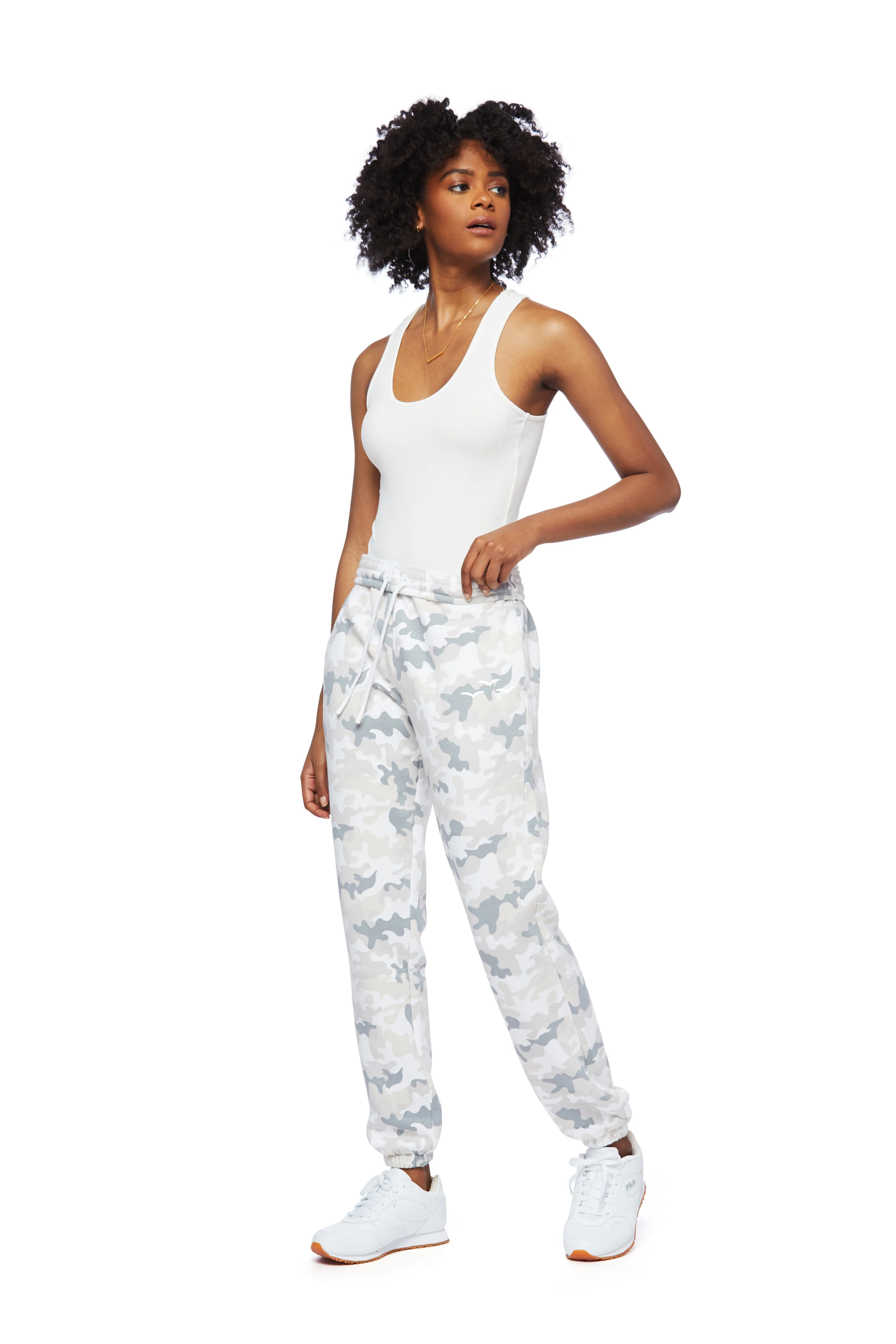 Nova premium fleece relaxed sweatpants in White Camo